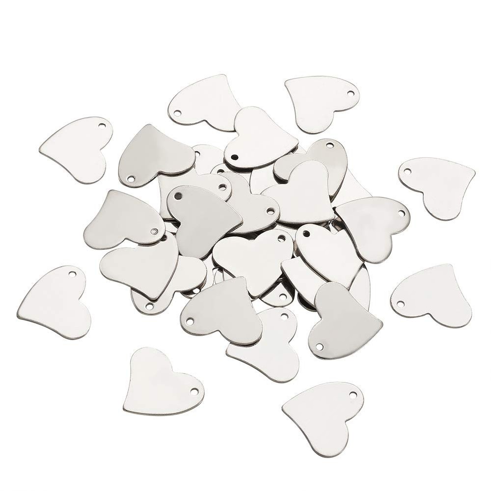 Pandahall 200pcs Heart 304 Stainless Steel Tiny Blank Stamping Tags Charms 18...