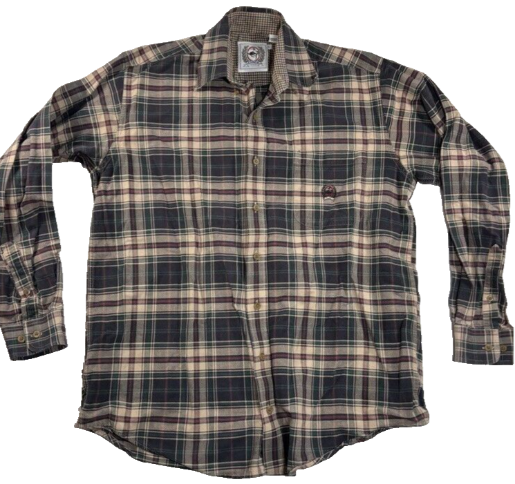 Cinch Western Plaid Shirt Blue Tan Long Sleeve Rodeo Utility Pocket Button Up SM
