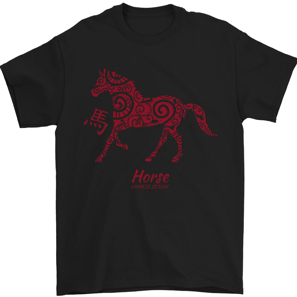 Chinese Zodiac Shengxiao Year of the Horse Mens T-Shirt 100% Cotton
