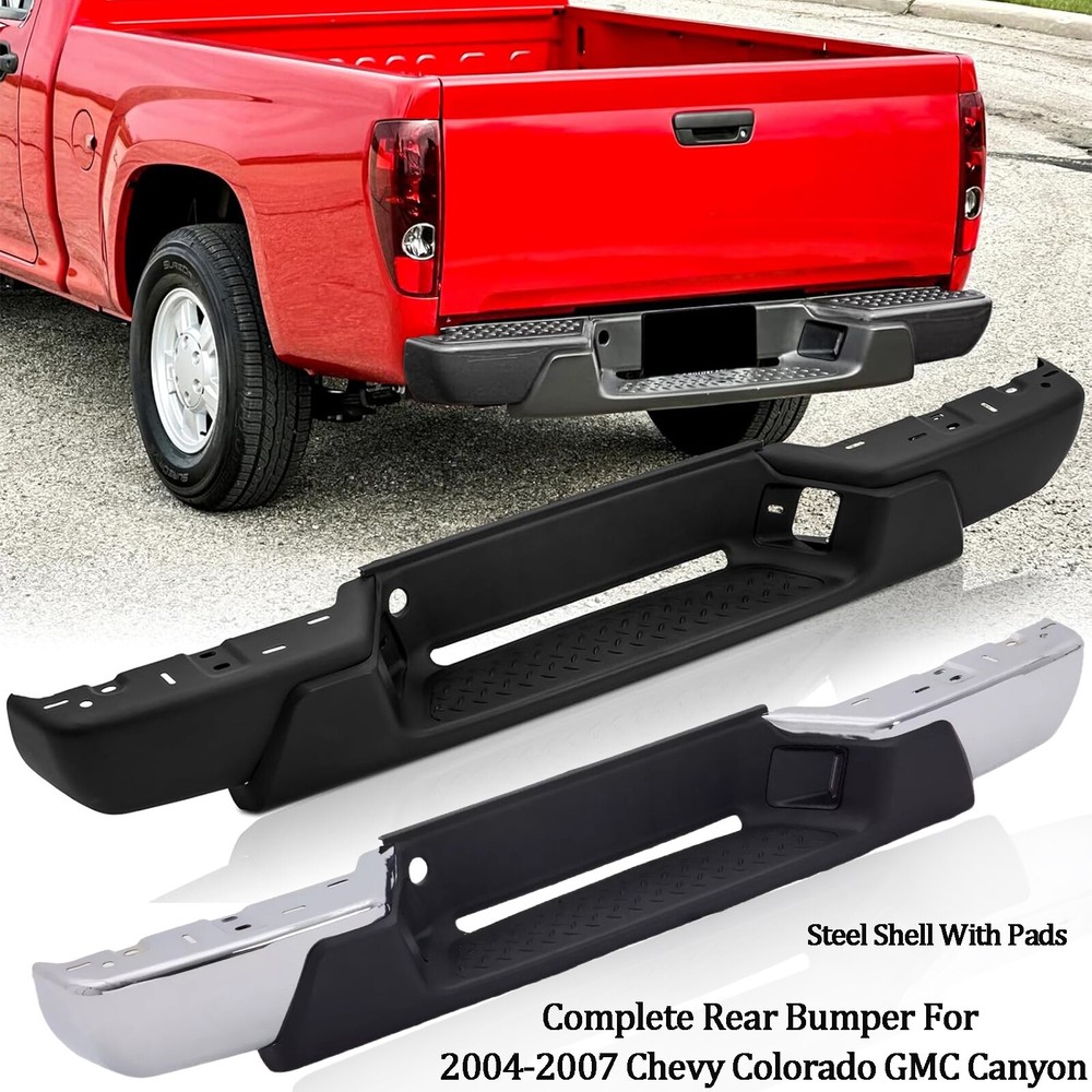 Steel Rear Bumper Assembly Fit For 2004-2007 Chevy Colorado GMC Canyon w/ Pads