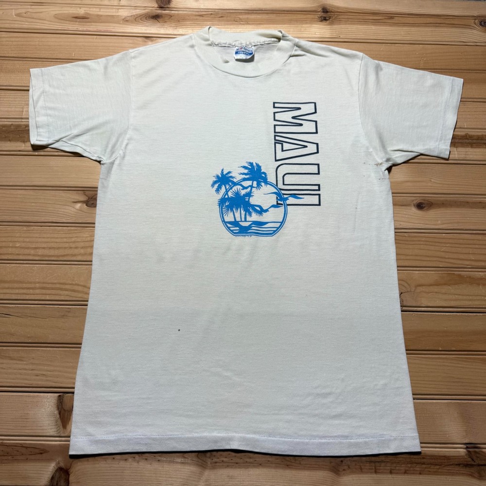 Vintage 1987 Maui Island Hawaii Beach Surf Tropical Souvenir T-Shirt USA - Large