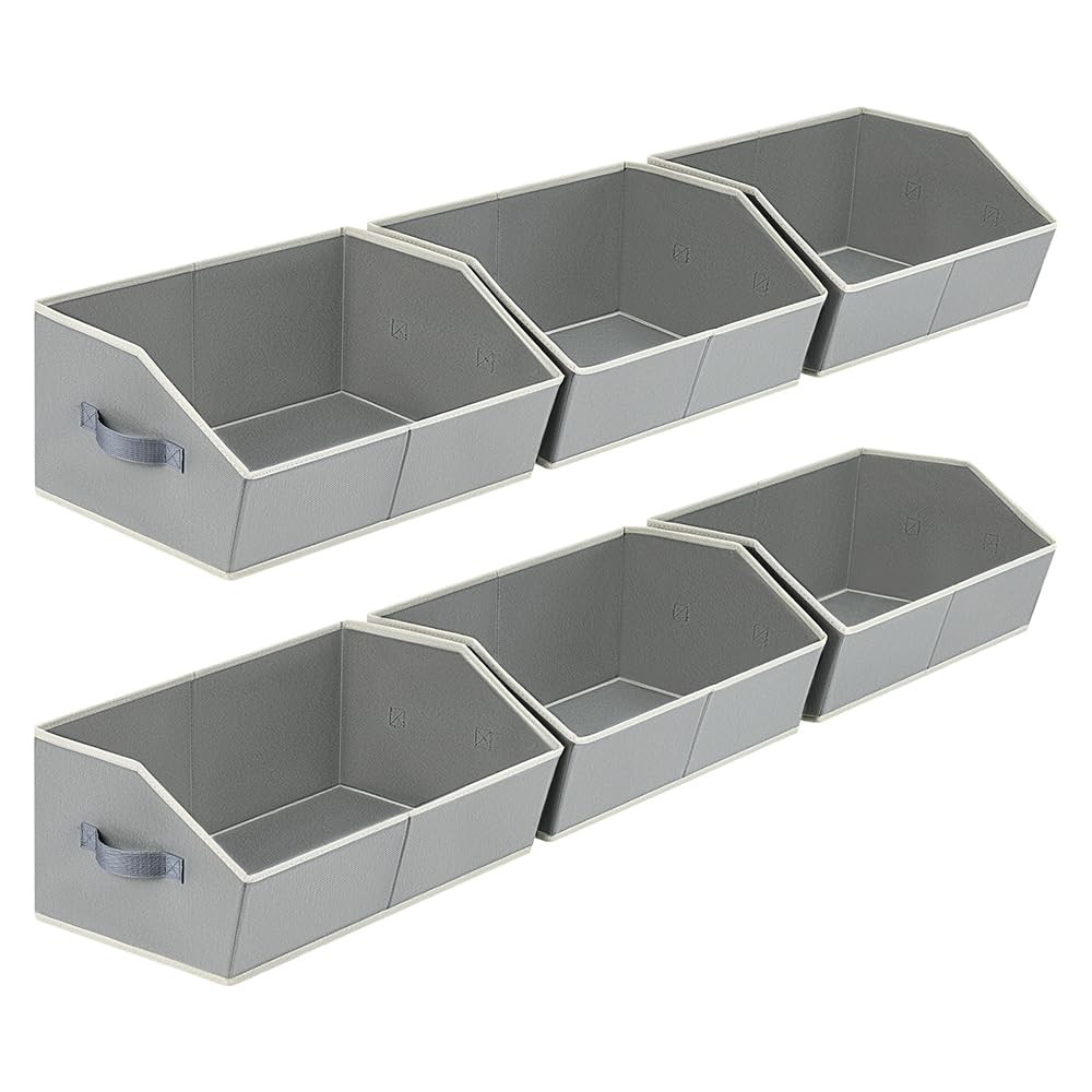 Large Storage Bins Baskets - 6 Pack Closet Storage Cubes, Fabric Baskets for ...