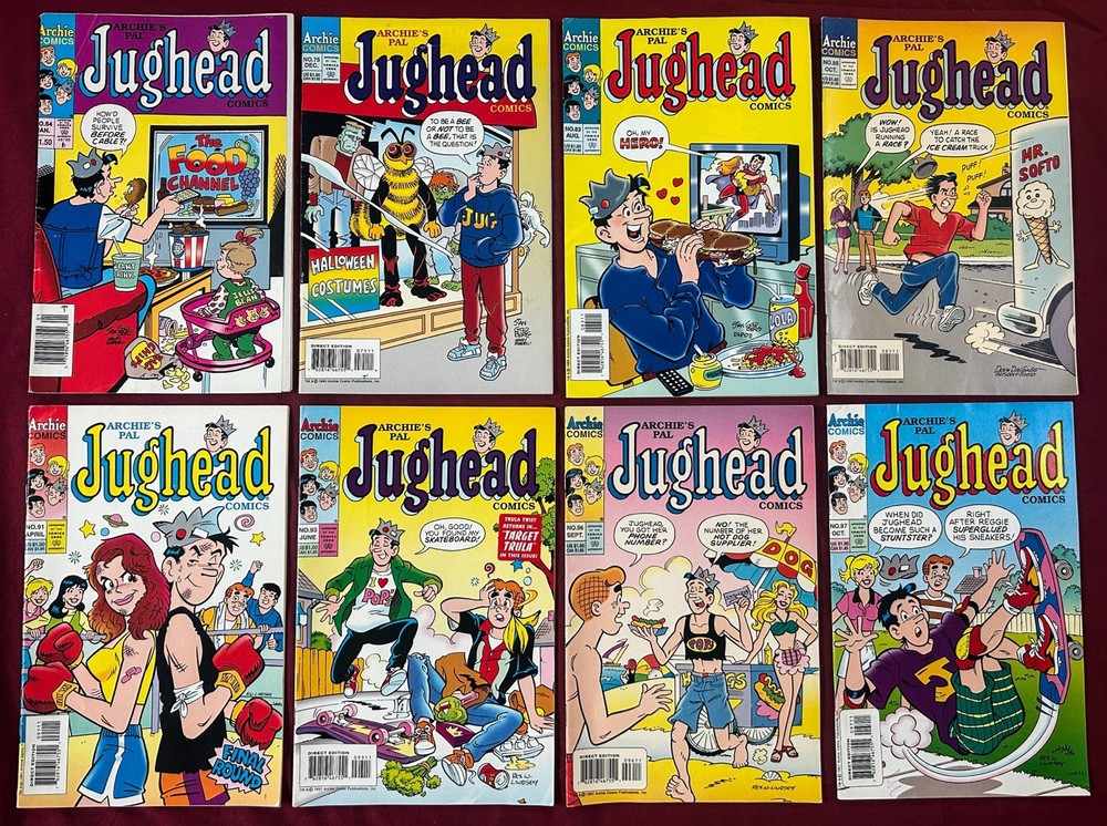 RARE VINTAGE ARCHIE COMICS JUGHEAD COMIC BOOK LOT OF 8 COLLECTIBLE RETRO FOODIE
