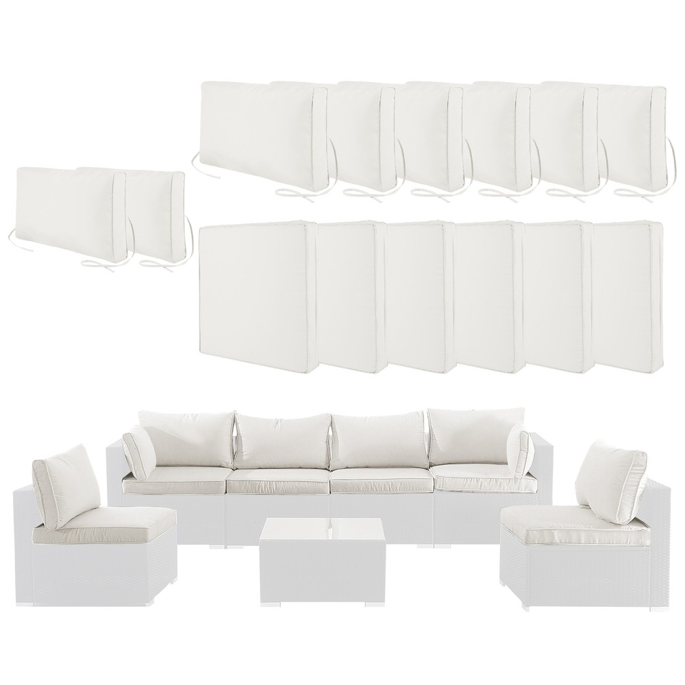 Beige Wicker Rattan 7-Piece Sectional Sofa Cushion Covers  