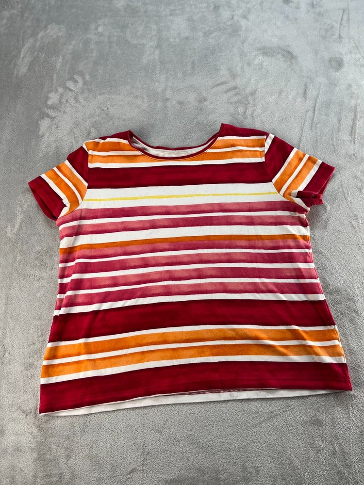 Croft & Barrow T-Shirt Women Classic Tee Striped Round Neck Short Sleeve Casual