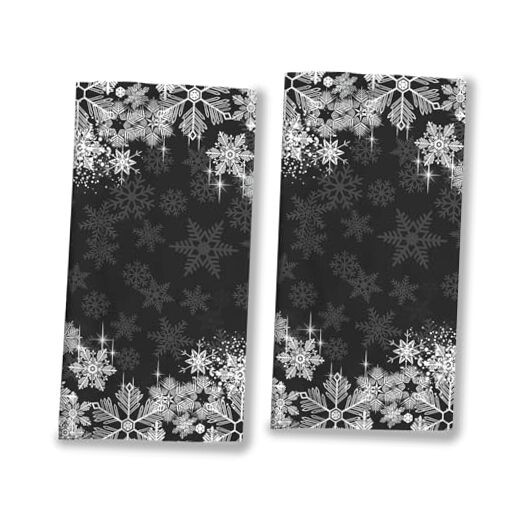 Festive Black and White Snowflake Christmas Hand Towels