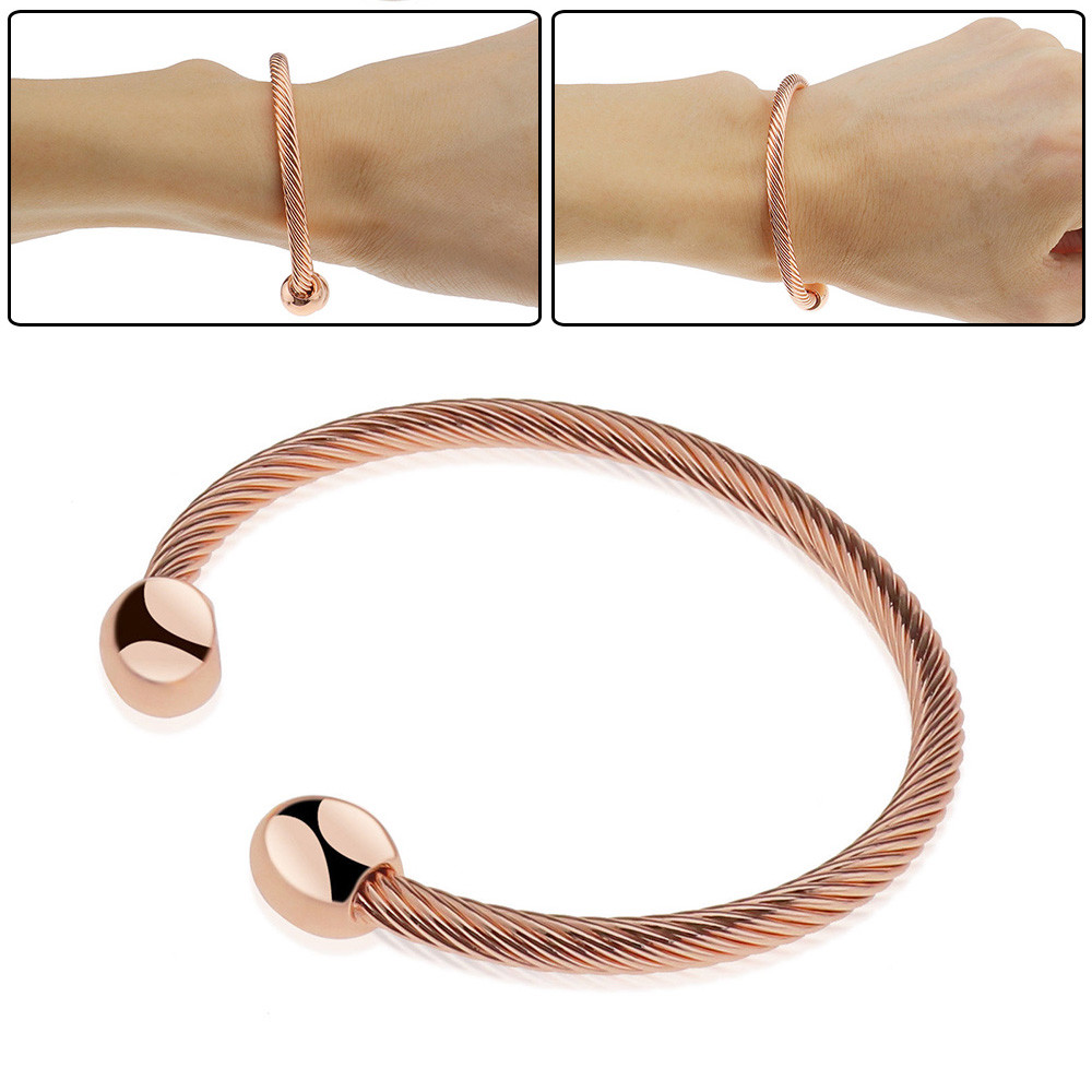 1PCS Magnetic Copper Bracelet Therapy Arthritis Pain Bangle Healing Cuff Gold