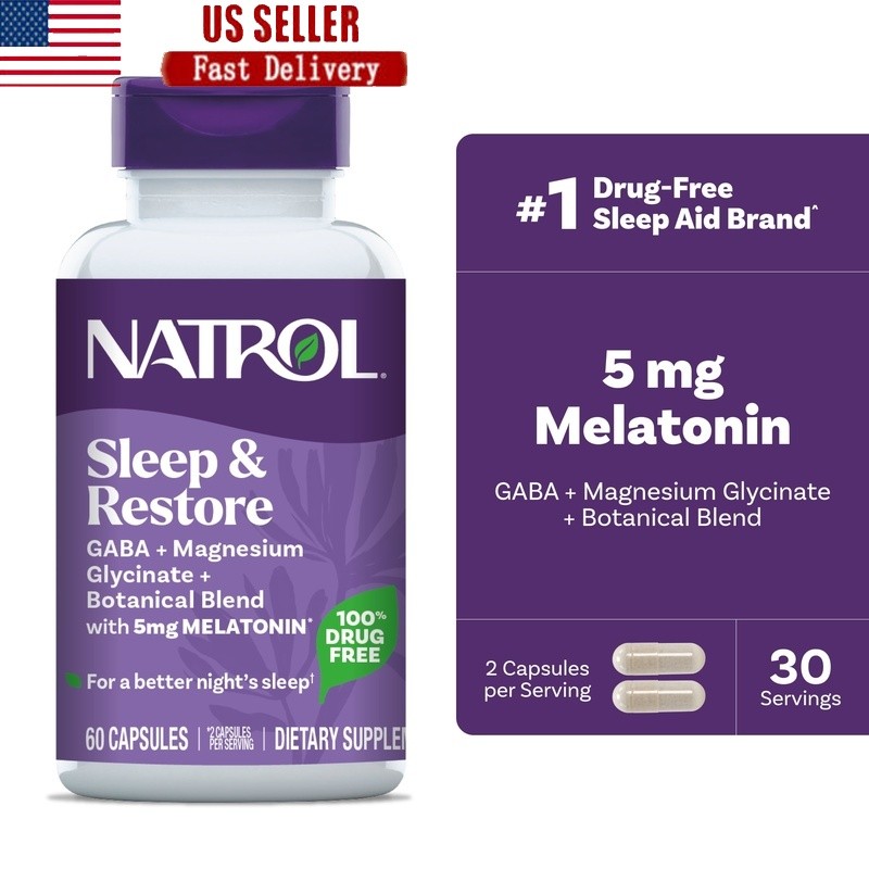 Restorative Sleep Aid with GABA Magnesium Melatonin 5mg 60 Capsules
