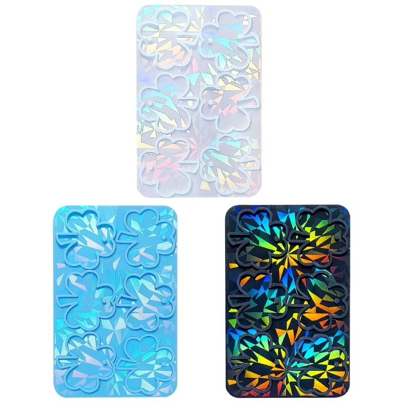 Holographic Clovers Pendant Resin Mold with Hole DIYs Keychain Earring Necklace