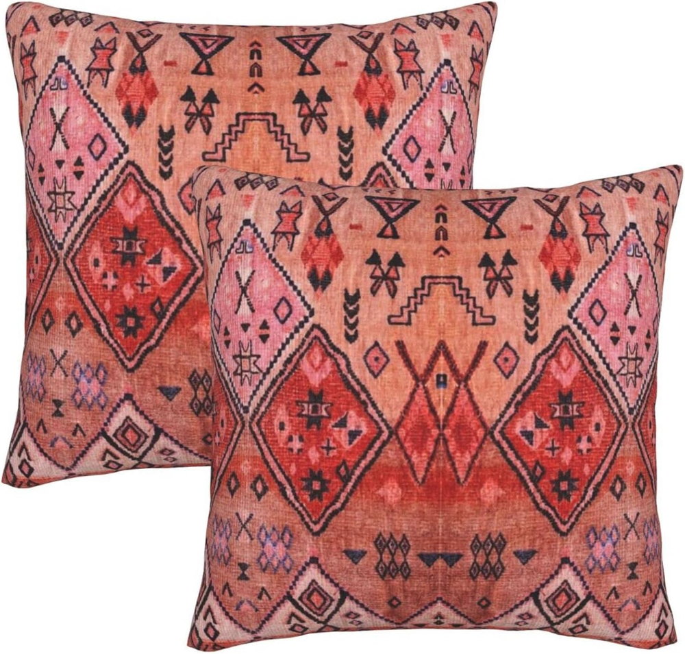 Boho Moroccan Throw Pillow Cover Set of 2 Farmhouse Style