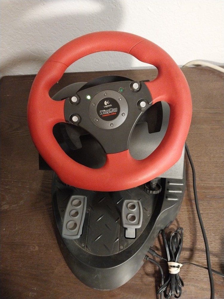 Logitech Wingman Formula Force Steering Wheel Feet Peddles Working. With Cords.