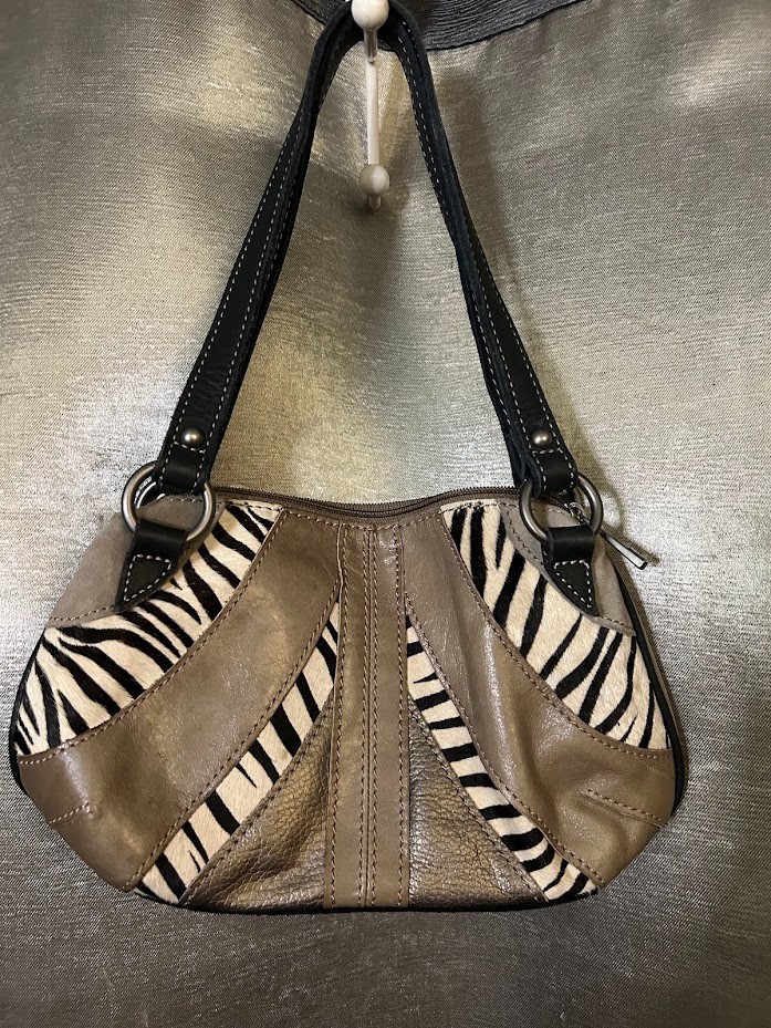 Fossil Genuine Leather Zebra Print Purse Shoulder Bag