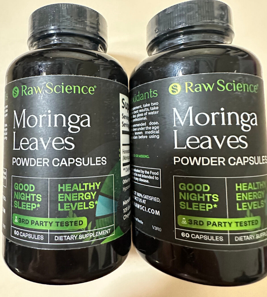 Raw Science Moringa Powder Capsules Lot of 2 - 120 Caps Total - Exp 07/27