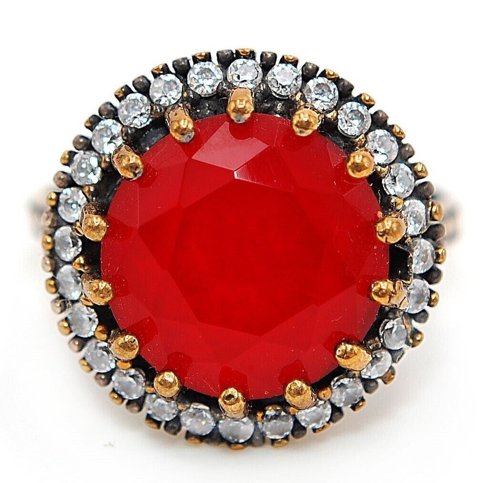 6CT Treated Ruby Ottoman Empire Style 925 Sterling Silver Ring Size 7 HB1-3