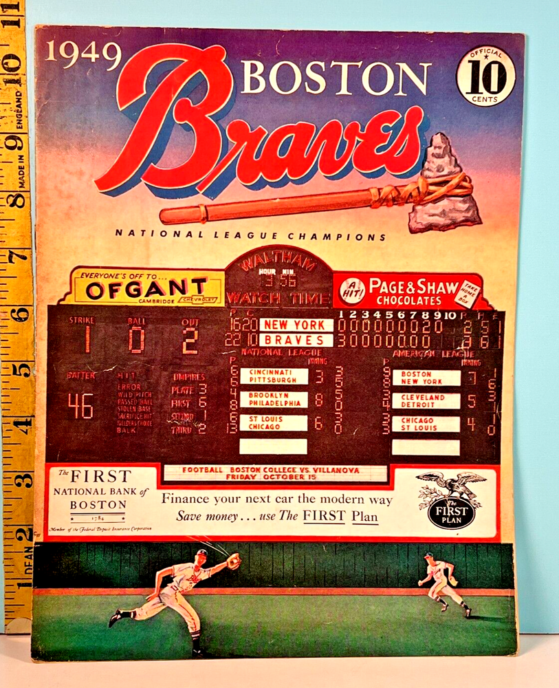 1949 Boston Braves Baseball Scorecard v Dodgers Scored HIGH GRADE!!🔥 Robinson