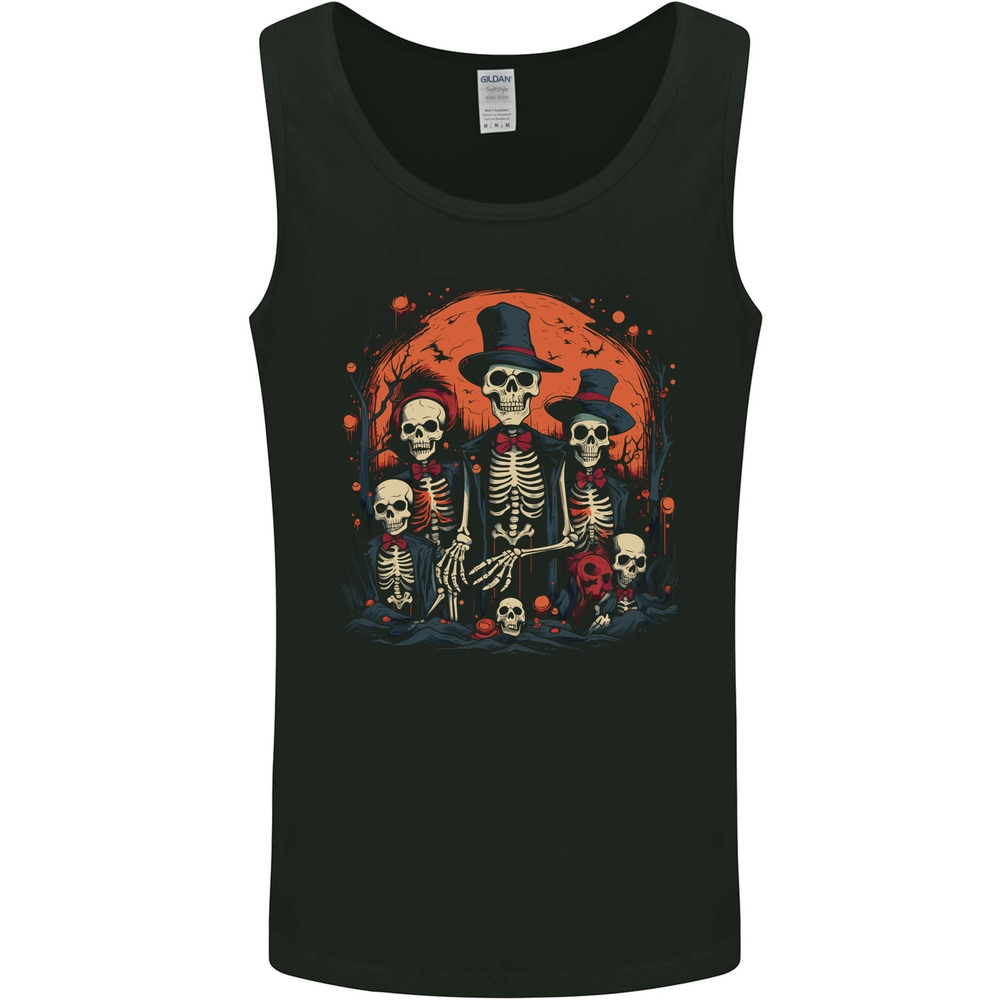 Halloween Skeleton Family With Skulls Mens Vest Tank Top