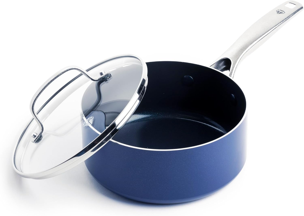 2QT Non-Toxic Diamond Ceramic Nonstick Saucepan with Lid