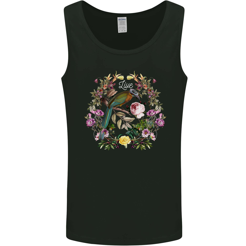 A Bird and Flower Wreath Mens Vest Tank Top