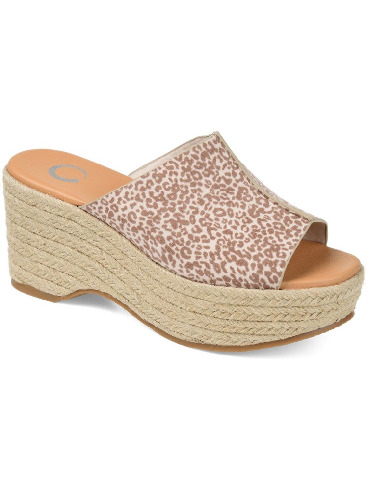 JOURNEE COLLECTION Womens Beige Espadrille Karmen Wedge Slide Sandals 10