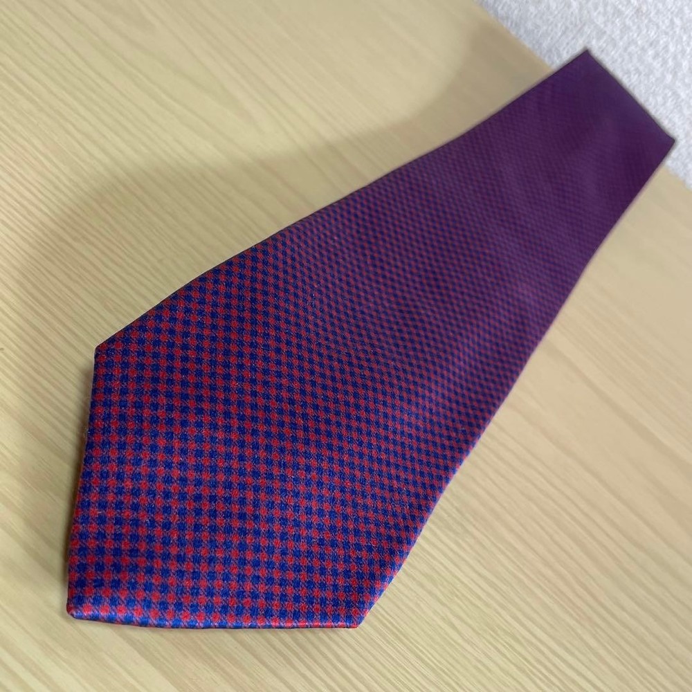 Drake's Necktie Tie Red All over Check pattern Handmade in England 100% Silk