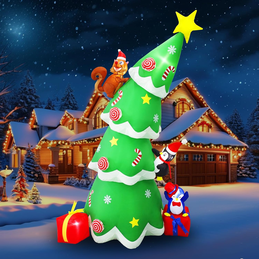 8FT Christmas Inflatables Christmas Tree 2025 NEW LED Outdoor Decoration