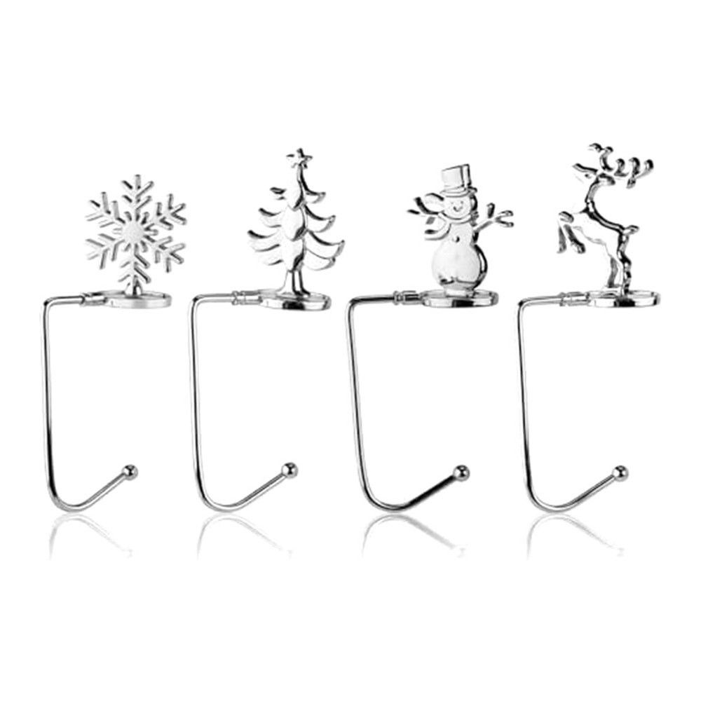 4Pcs Metal Xmas Tree Snowflake Decorative Stocking Holder M7Z21274