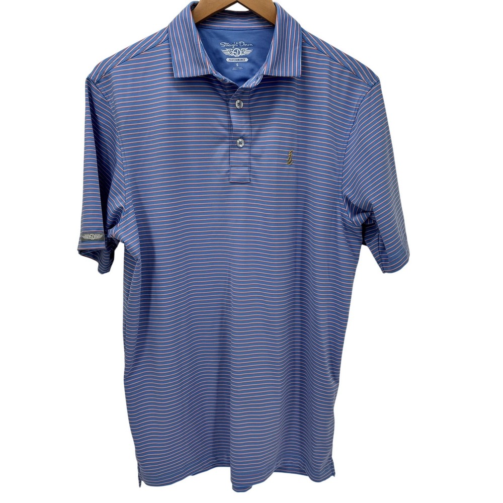 Straight Down Polo Shirt Mens Small Nicklaus Design Performance Blue Stripe Golf