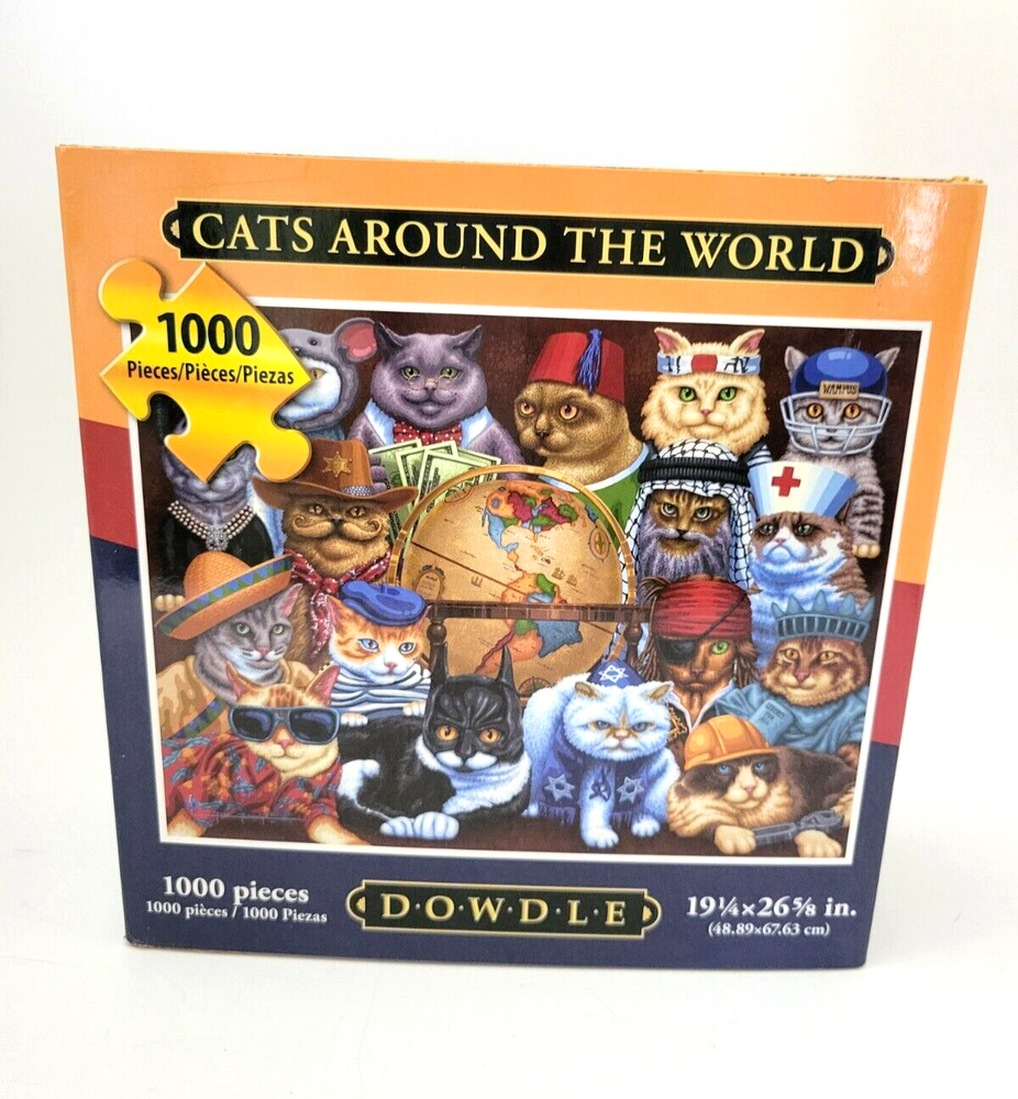 Cats Around the World 1000 Piece Puzzle DOWDLE 19 1/4 x 26 5/8