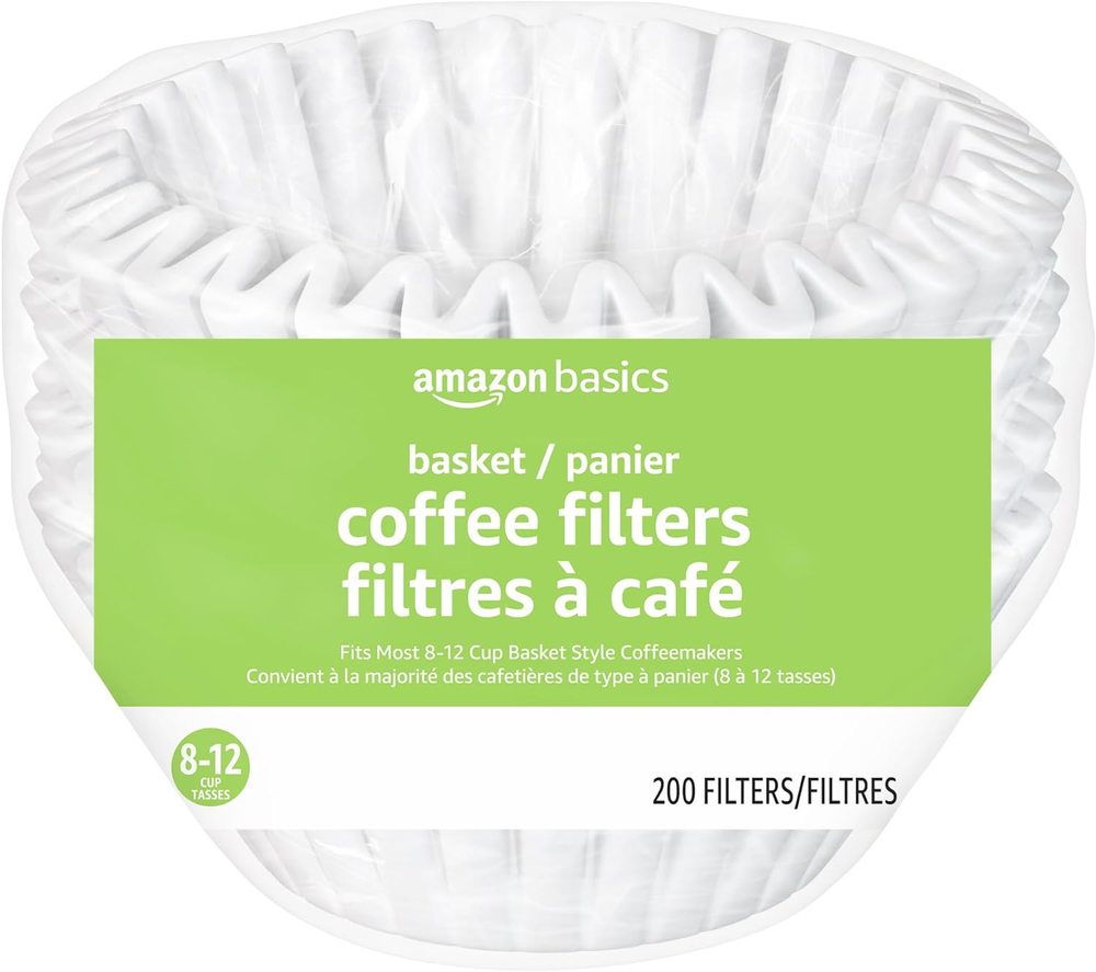200 White Basket Coffee Filters for 8-12 Cup Makers