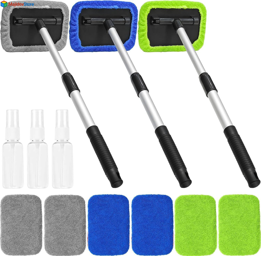 3 Pack Microfiber Car Windshield Wiper Cleaner Glass Brush Tool