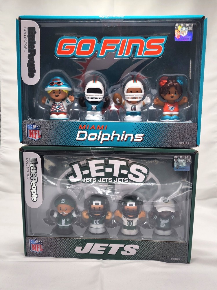 RIVALS Jets vs Dolphins NFL Little People Limited Ed New Sealed 2-Pack!