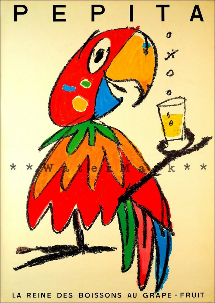 Pepita 1951 Grape Drink Vintage Poster Print Retro Style Swiss Modernism Art
