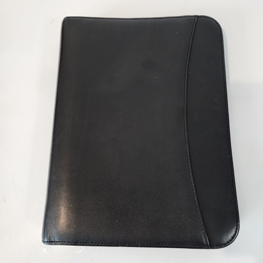 Vtg Day-Runner Genuine Leather Binder Planner Black 7-Ring Organizer 10.5