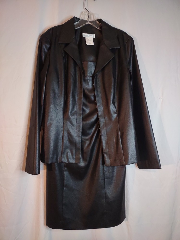 Dawn Joy Women's 2 Piece Dress And Jacket Size 9/10 Black