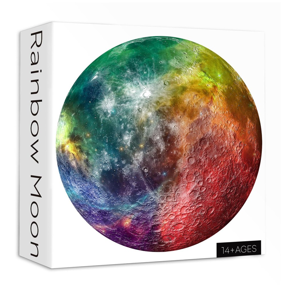 Space Rainbow Moon Puzzles for Adults 1000 Pieces Planet Round Solar System J...