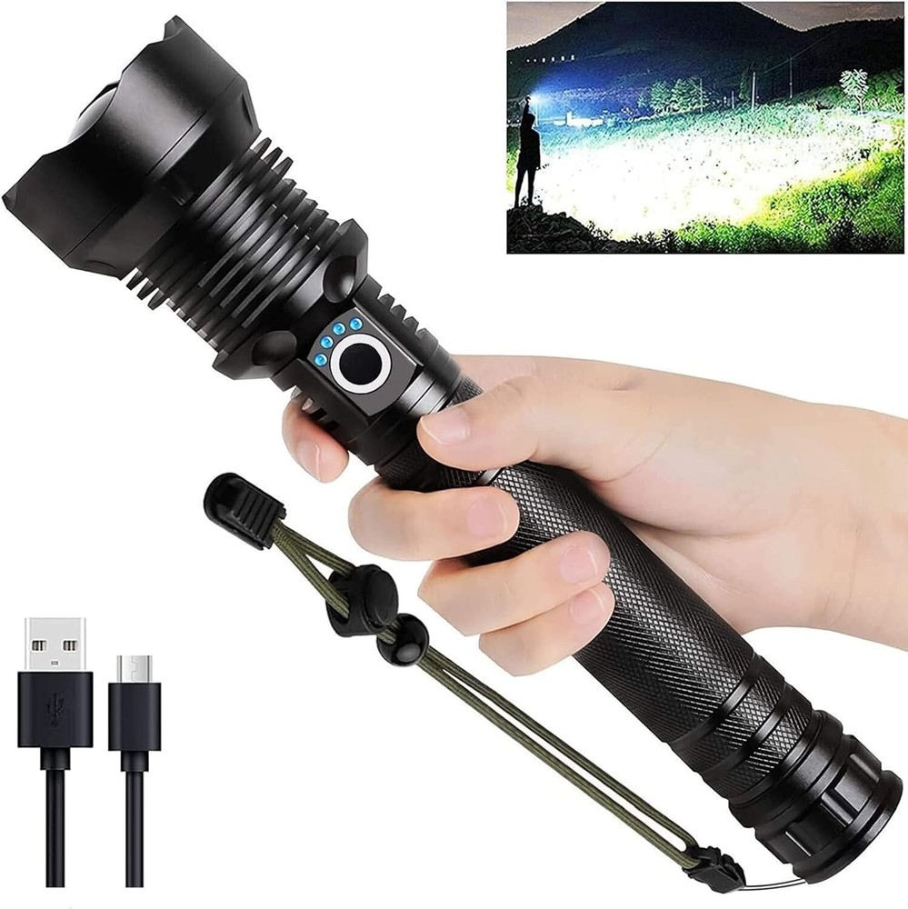 High Lumens Rechargeable LED Flashlight - 990,000 Lumens | 5 Modes & Waterproof