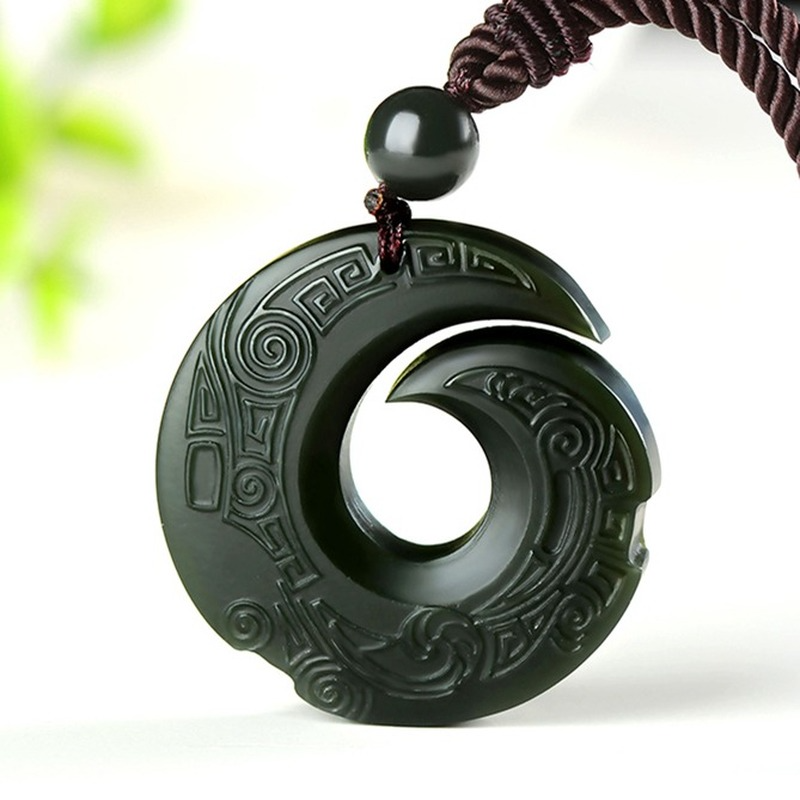 Natural Hetian Jade Pendant Necklace for Men, Buddhist Luck Jewelry Gift