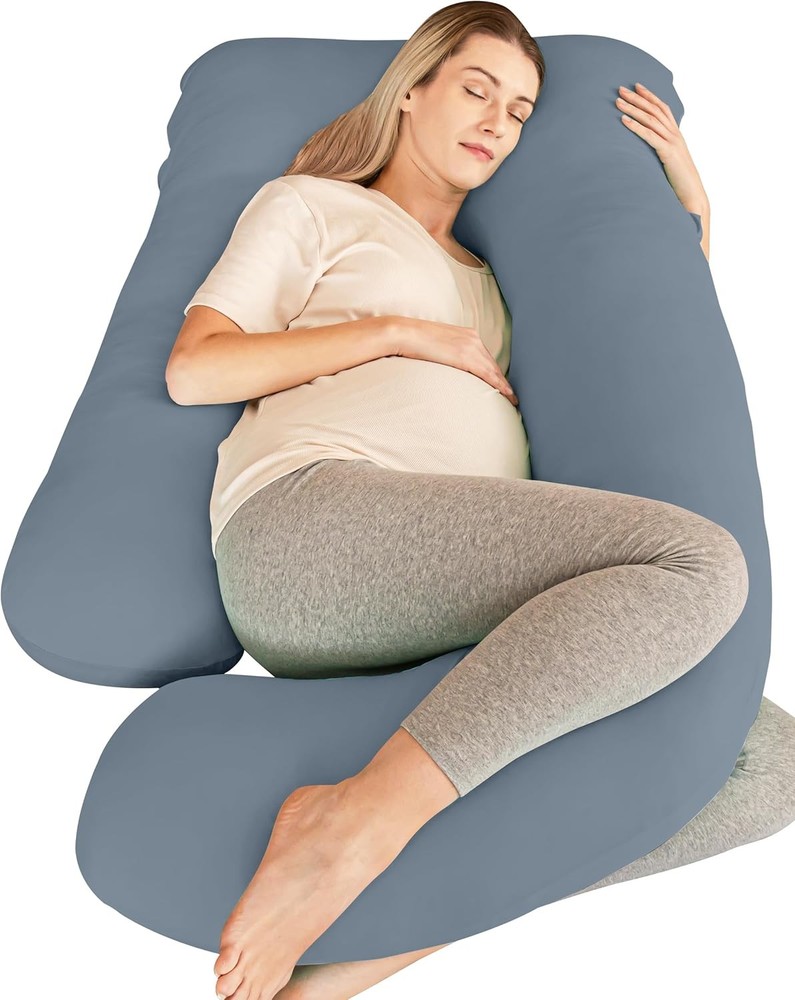 Cute U-Shape Maternity Pillow - Soft Cooling Cover for Pregnancy Support