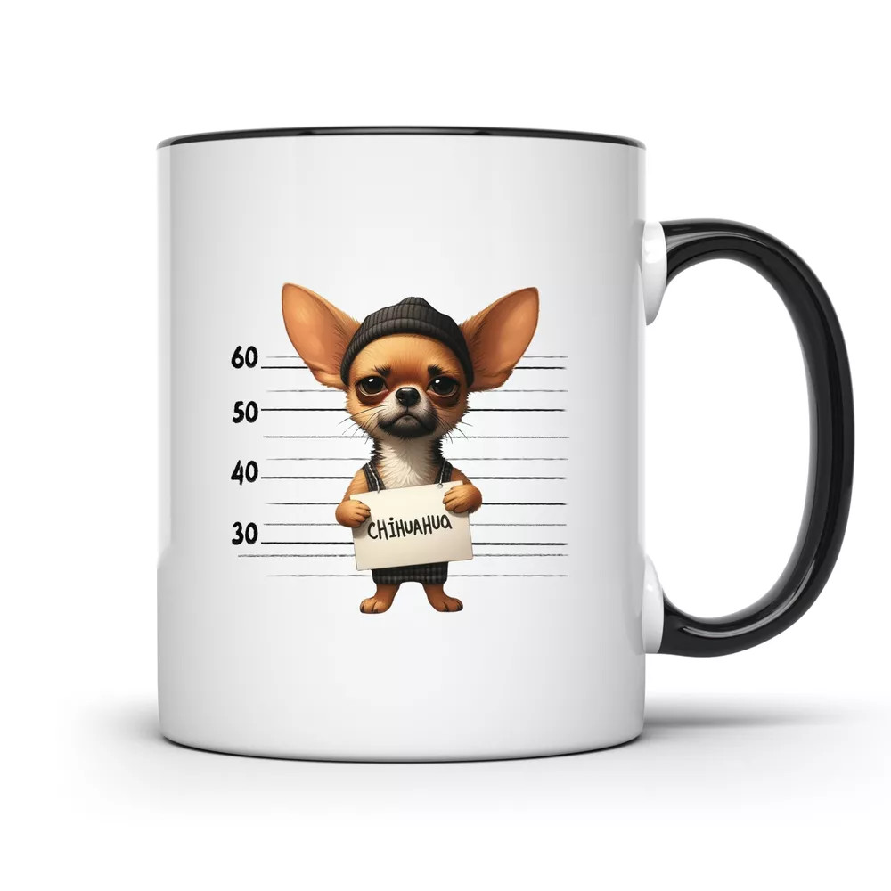 Chihuahua Mugshot Jail Puppies Mug – 11oz Coffee Cup – CCBM1648