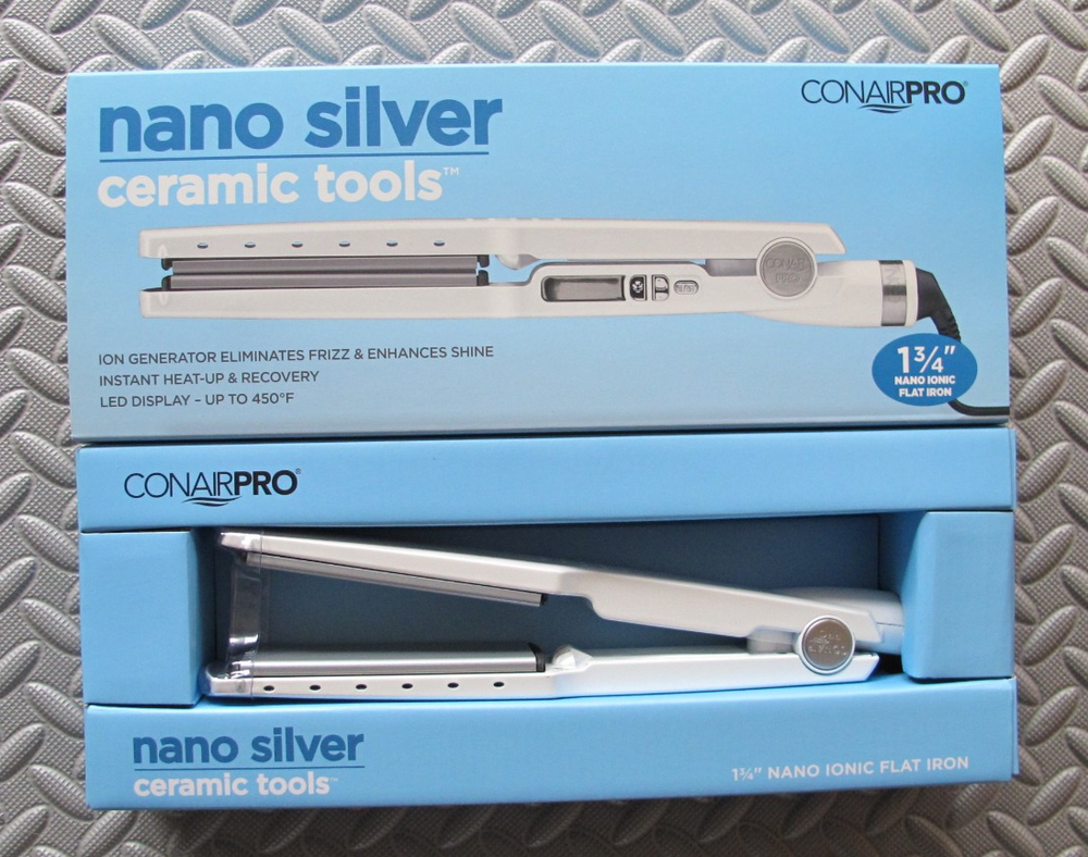 Conair Pro Nano Silver Ceramic Tools Ionic Flat Iron 1 3/4 Inch CPNS2094