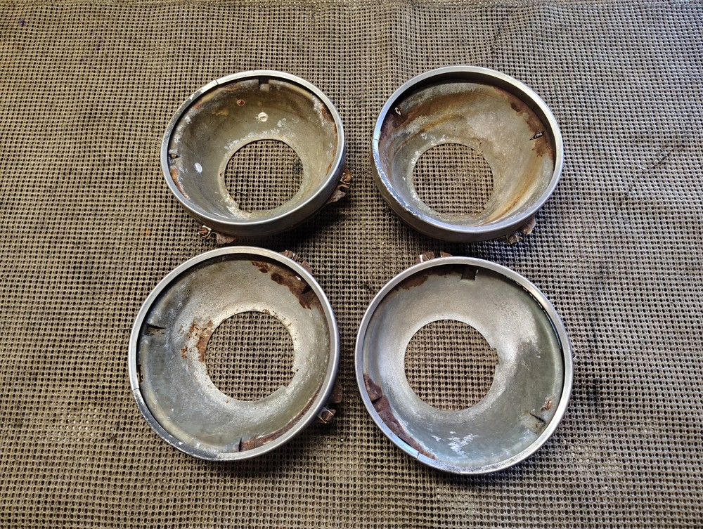 1965-67 Buick Pontiac Chevy Oldsmobile OEM Headlight Buckets & Retainer Rings