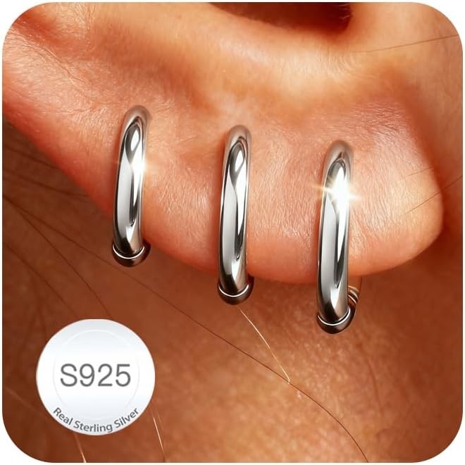 Valentines Day Gift 3 Pairs 925 Sterling Silver Earrings for Women Girls Non Tar-image