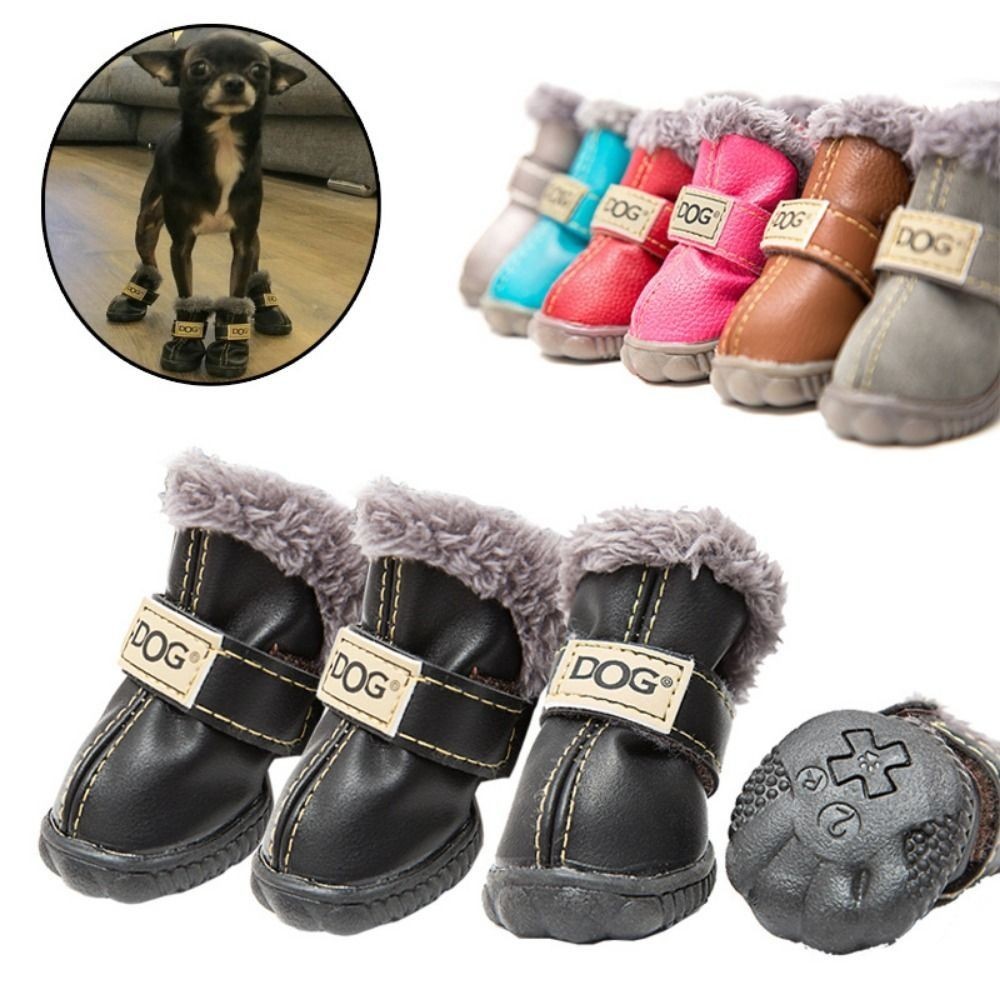 4Pcs/Set Waterproof Pet Snow Boots Soft Dog Rainshoes Winter Pet Dog Shoes