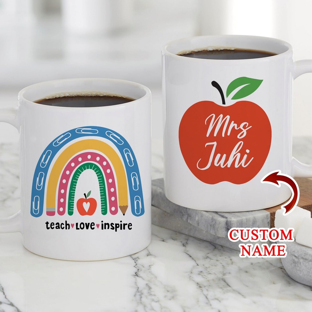 Personalizado Nombre Personalizado Teach Love Inspire Taza Maestro Lápiz Taza Volver a la Escuela