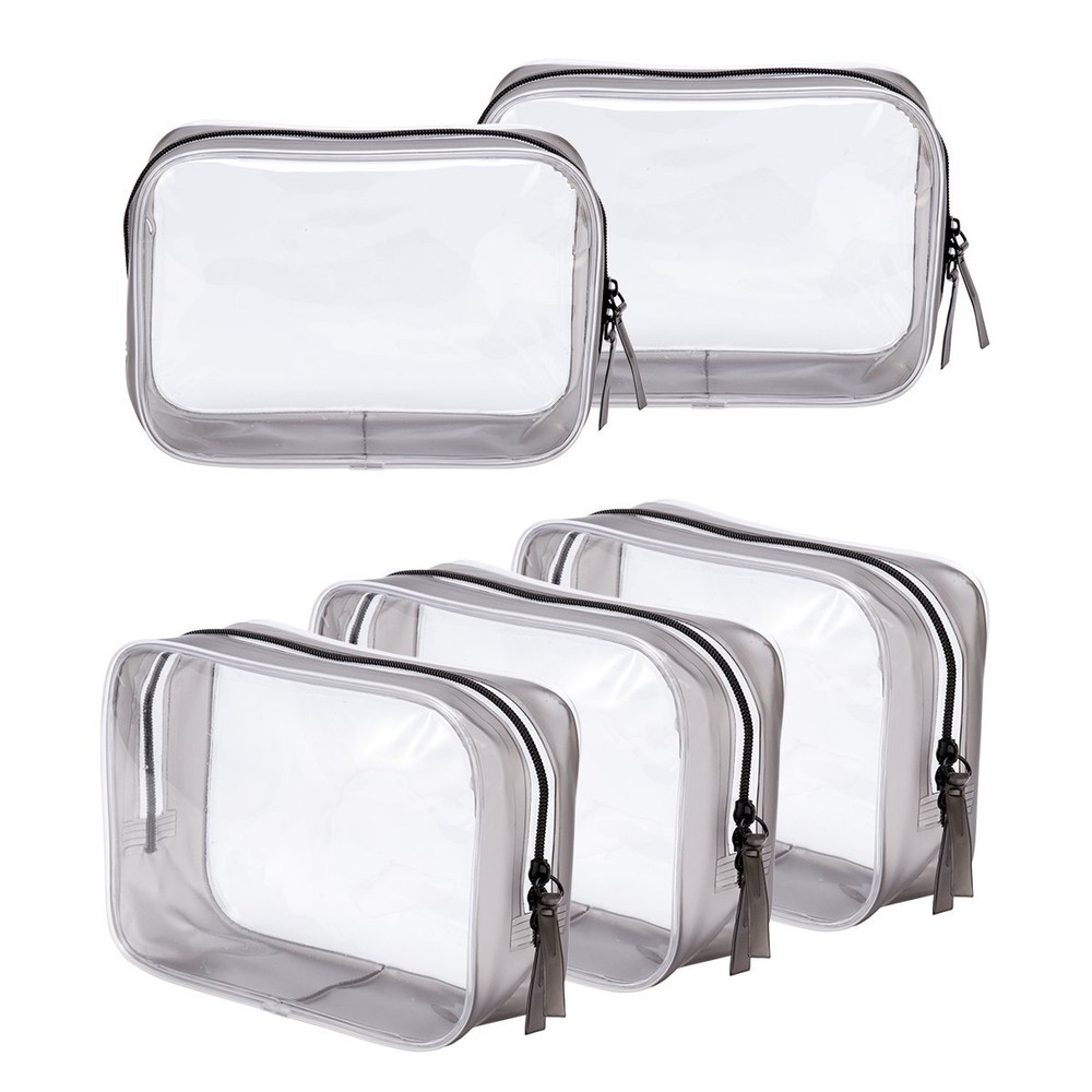 5-Pack Clear TSA-Approved Toiletry Bags with Zipper