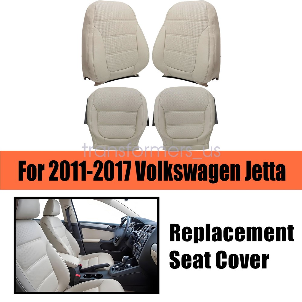 For 2011-2017 Volkswagen Jetta Driver & Passenger Bottom & Top Seat Cover Tan