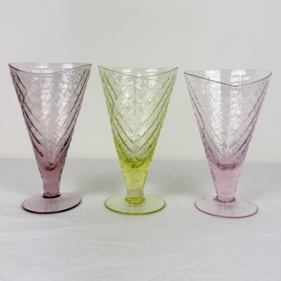 Bormioli Rocco Vintage 3-Piece Colored Ice Cream Sundae Glasses Set