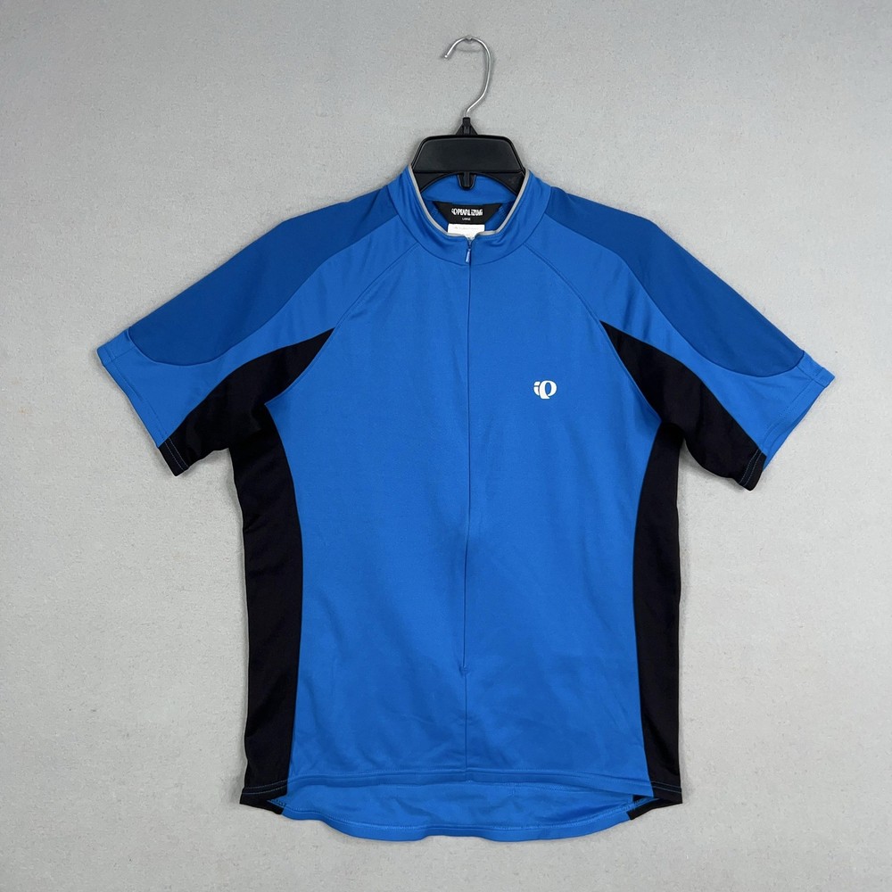 Pearl Izumi Cycling Jersey Mens Large Blue Black Short Sleeve Bike Shirt Pocket