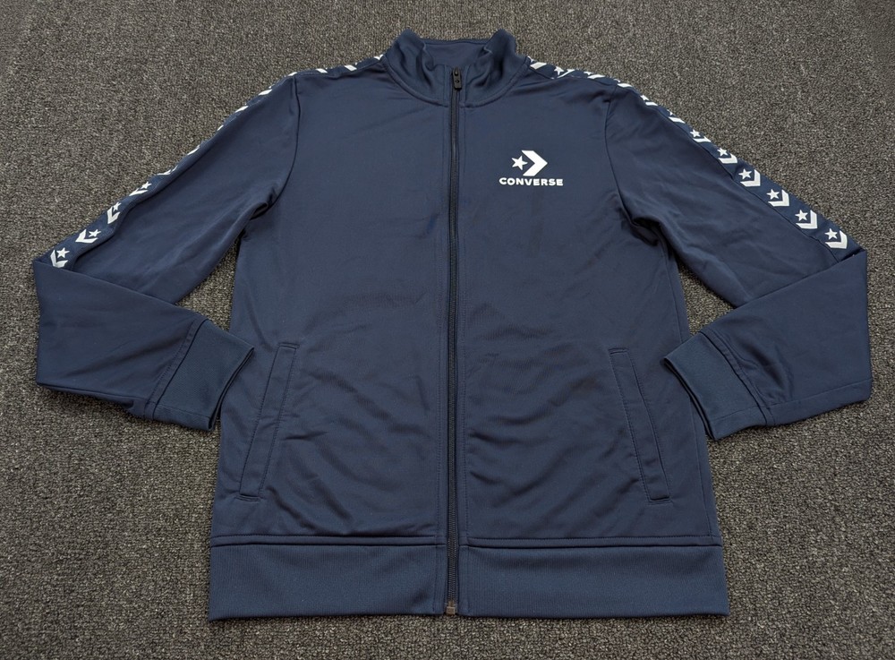 Converse Youth Full Zip Spring Track Training Jacket Navy Blue White Size XL