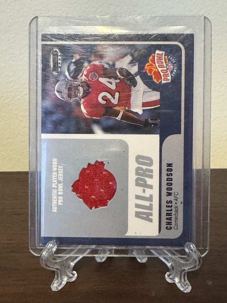 2000 Bowman's Best All-Pro Charles Woodson Worn Jersey Patch Pro Bowl Raiders 🔥